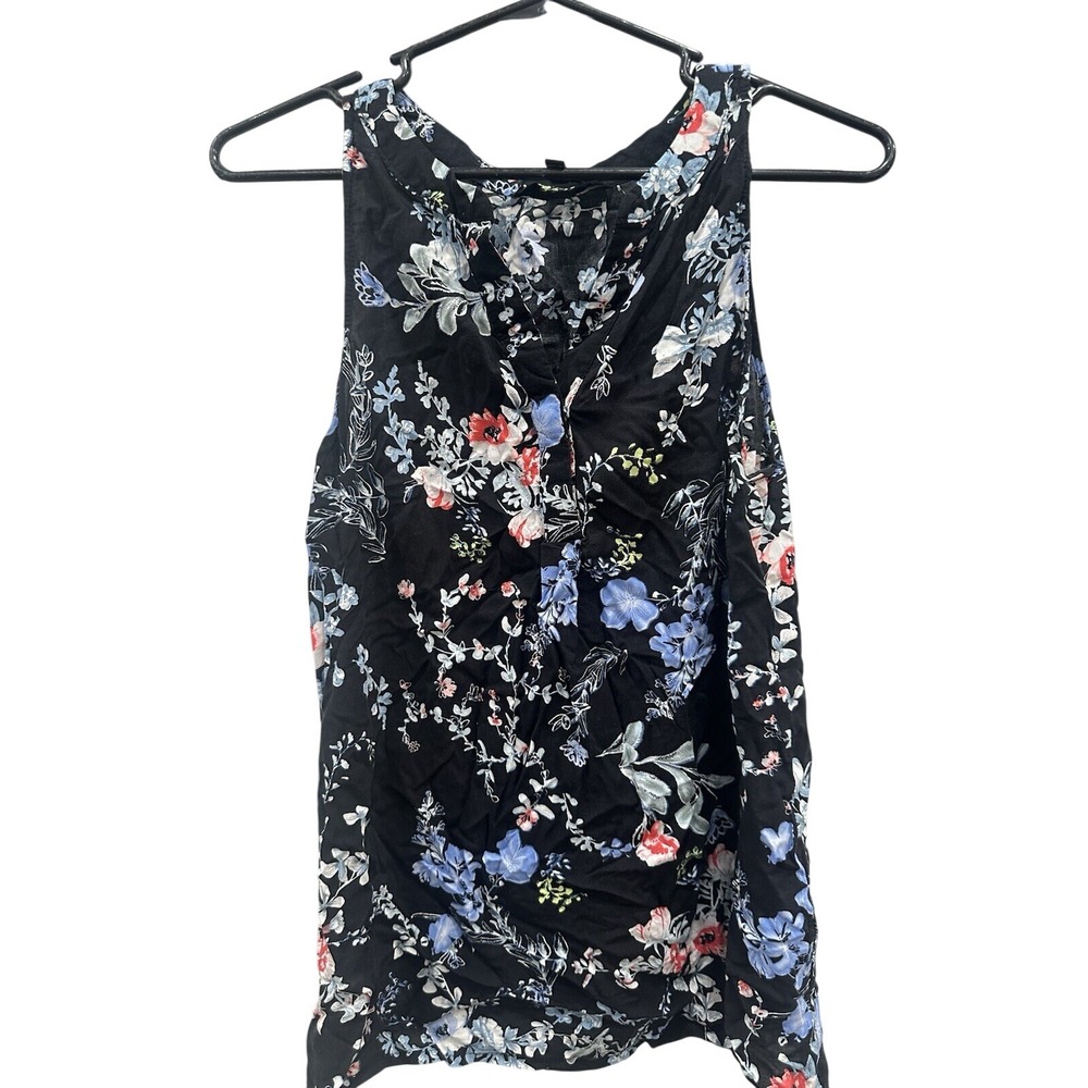 Ava Christine Black Floral Sleeveless V-Neck Tank Top Women's‎ Size S